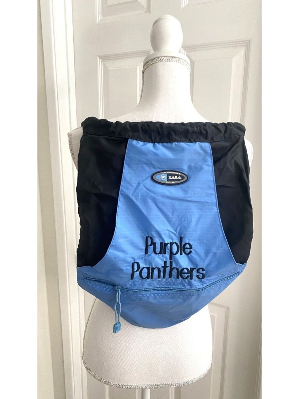 Xara Soccer Team Gear "Purple Panthers" Preowned Training Gym Sack Backpack  B34